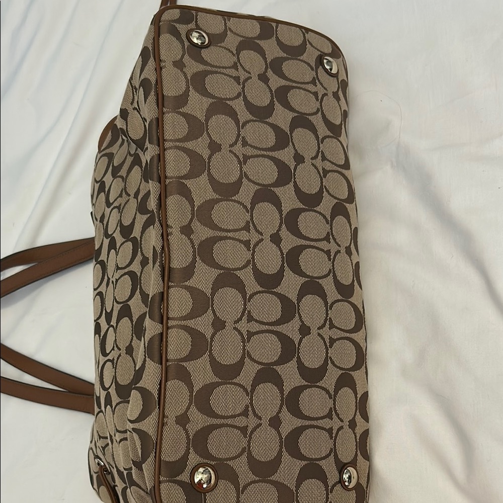 NWOT Vintage Coach Brown Jacquard Shoulder Bag with Signature Monogram - Picture 4 of 7